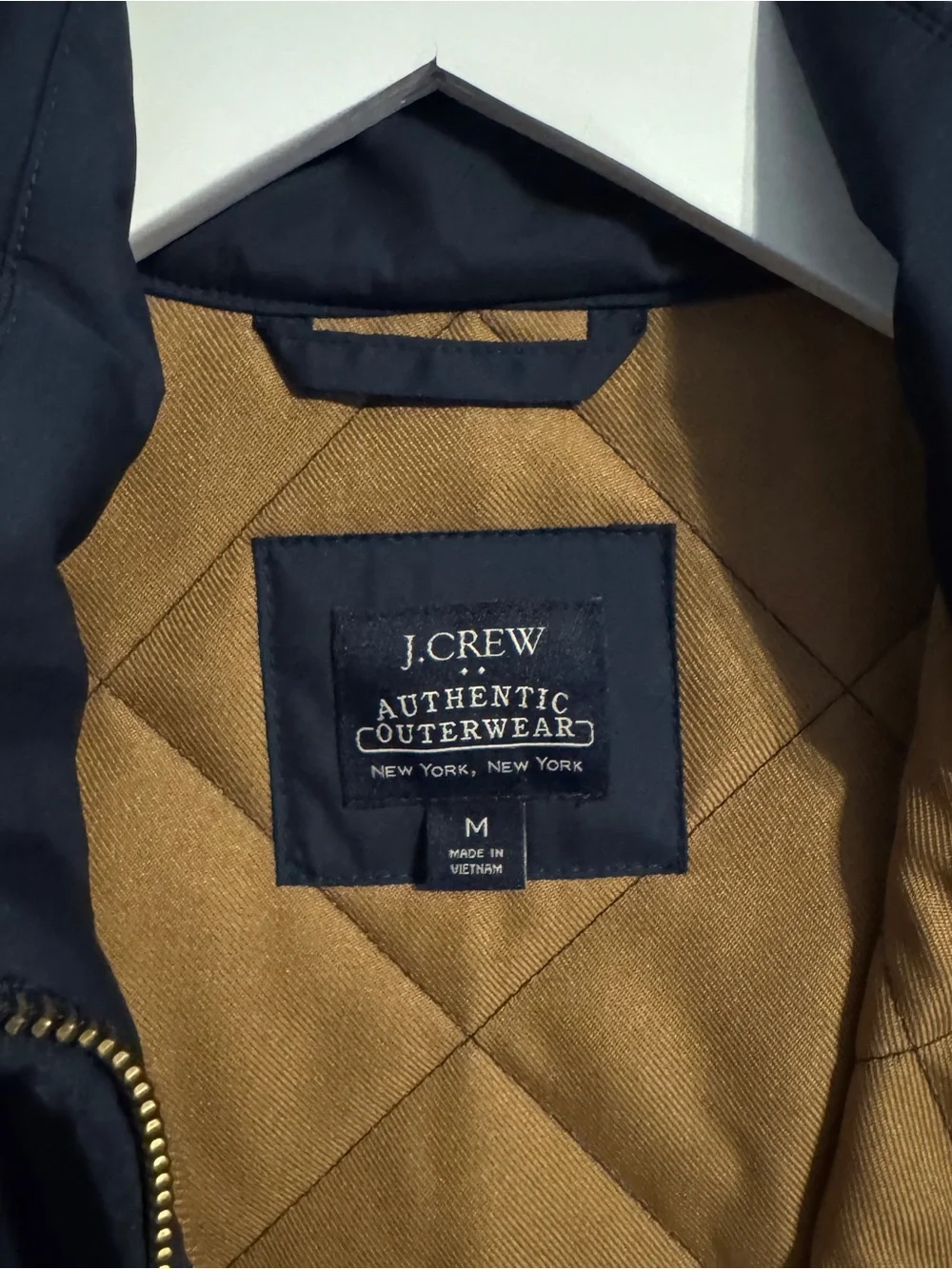J.Crew Authentic Outerwear Quilted Zip Vest Navy Blue Khaki Men’s Medium